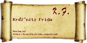 Kránitz Frida névjegykártya